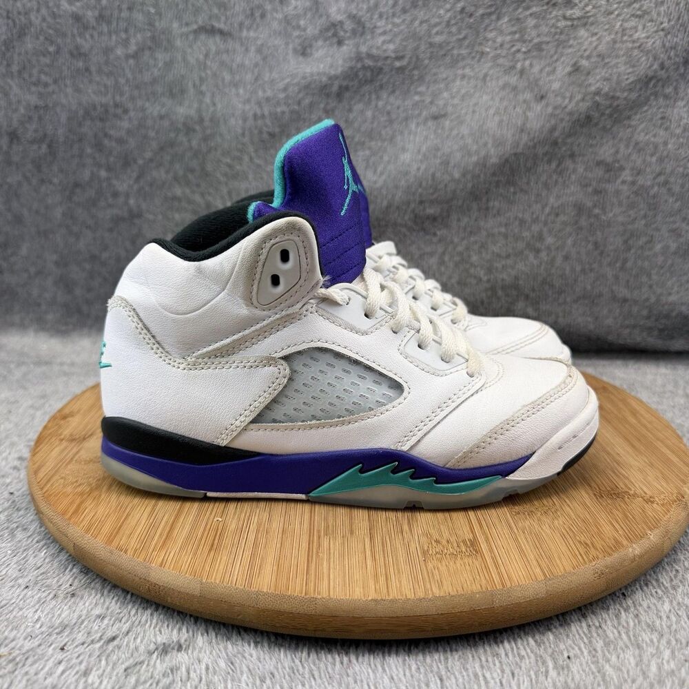 Jordan Air Jordan 5 Retro Shoes Boys Size 2Y White Teal Basketball HQ7979-100